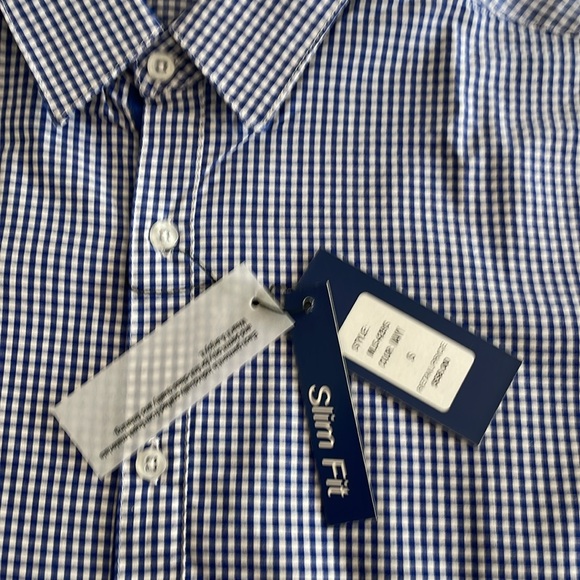 Gionni men’s button up dress shirt. Size small. Blue/checked print - Picture 2 of 6